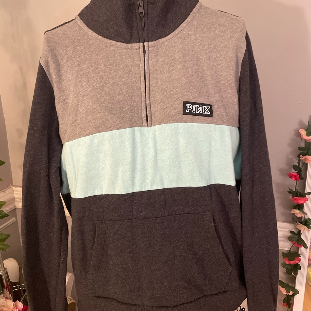 PINK teal and grey hoodie